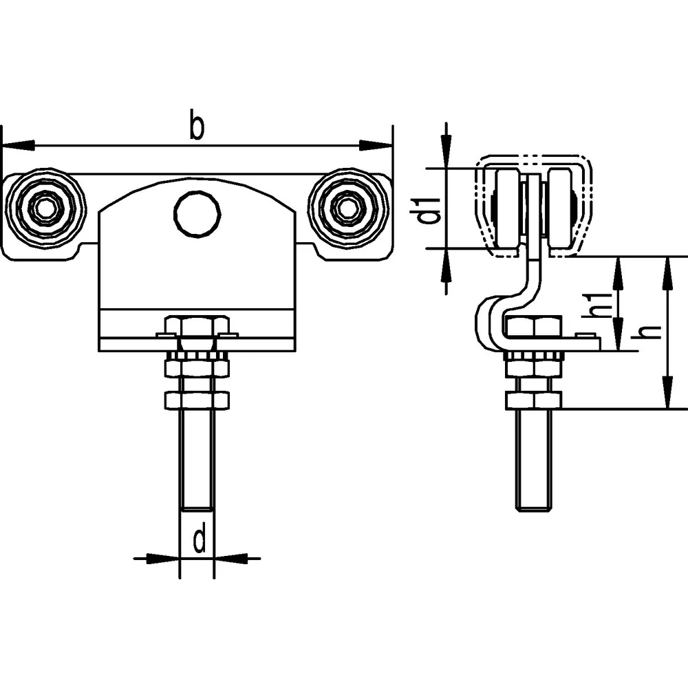 HELM Rollapparat, 391,doppelpaarig,zum Einhängen, für Prof.-Nr.300, Ø 28,L 136, KPG Produktbild img2 L