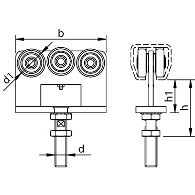 Produktbild von HELM - 392 Rollapparat M12 x 60, verzinkt, gelb