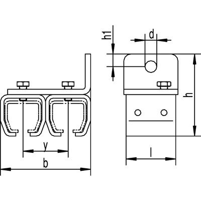 Produktbild von HELM - Schiebetor-Doppelwandbefestigungsmuffe,401 D,Stahl,120x112,5x68mm,S4,5mm