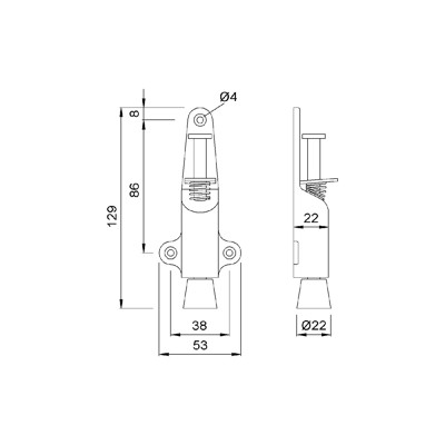 Produktbild von KWS - OT-Türfeststeller, mit Tretbolzen, Hub 25mm, 1024, silberfarbig einbrennl