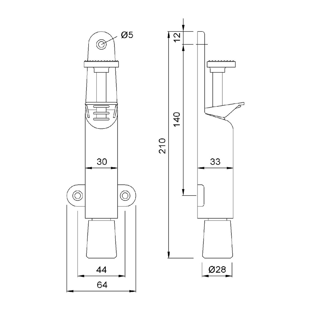 KWS OT-Türfeststeller, mit Tretbolzen, Hub 30mm, 1026, silberfarbig einbrennlackiert Produktbild img2 L