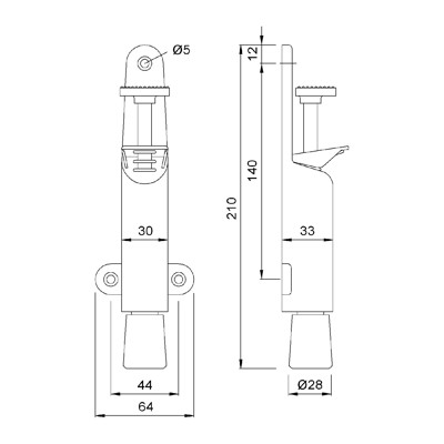 Produktbild von KWS - OT-Türfeststeller, mit Tretbolzen, Hub 30mm, 1026, silberfarbig einbrennl