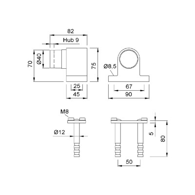 Produktbild von KWS - Bodentürstopper, 2024,H 70mm, Aluminium, silberfarbig eloxiert