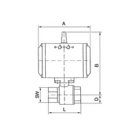 Produktbild von RIEGLER - Messingkugelhahn, pneumat. Stellantrieb doppeltwirkend, Rp 1 1/2 (350