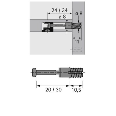 Produktbild von HETTICH - MB-Schnellmontagedübel, Bohr Ø 8mm, Spannmaß 30mm, Rapid S DU 325, 47