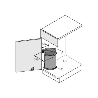 Produktbild von HETTICH - Küchen-Abfallsystem,Schrankb.min.400mm, 13l, Bin.it Classic 9079970