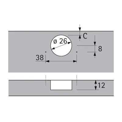 Produktbild von HETTICH - Möbel-Topfscharnier, Intermat 9924, 72959, 95°,Kröpf. 1mm, ZDG silber