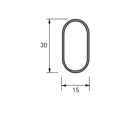 Produktbild von HETTICH - Schrank-Rohr, oval, 47615 , 30 x 15 x 2000mm, Stahl hochglanzverchrom