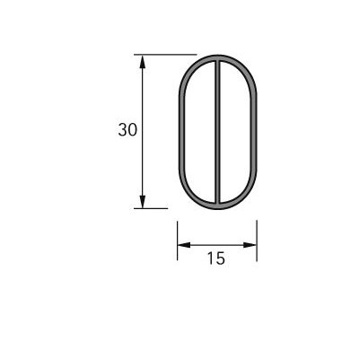 Produktbild von HETTICH - Schrank-Rohr, oval, 9079590 , 30 x 15 x 3000mm, Aluminium silber elox