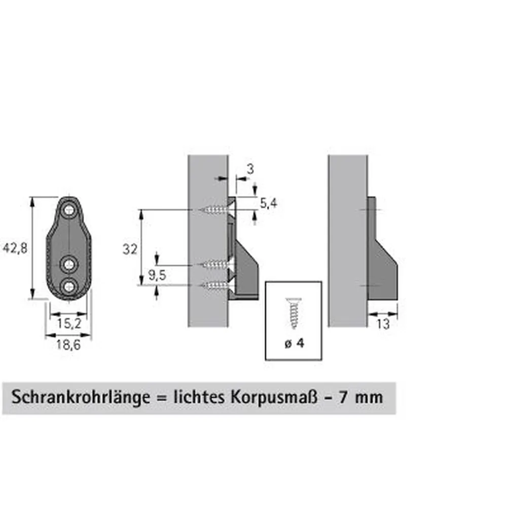 HETTICH Schrankrohr-Lager, SL 322, 70664, für Kleiderstange 30x15mm, vernickelt Produktbild img3 L