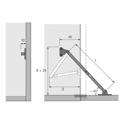 Produktbild von HETTICH - MB-Klappenhalter, KH 13233, vernickelt, ls/rs,L 200