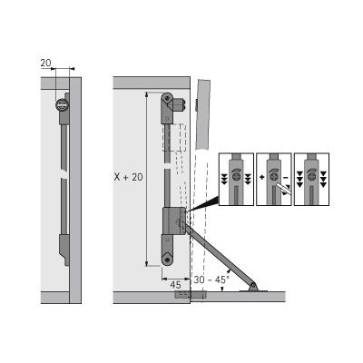 Produktbild von HETTICH - MB-Klappenhalter, Klassik D 21581, lichte KH 465-564, vernickelt, ls