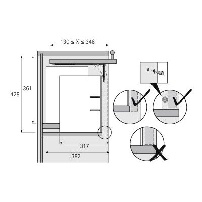 Produktbild von HETTICH - MB-Einschwenkbeschlag, Klappenst. 18-19mm, Lift Up 45026, Kunststoff 