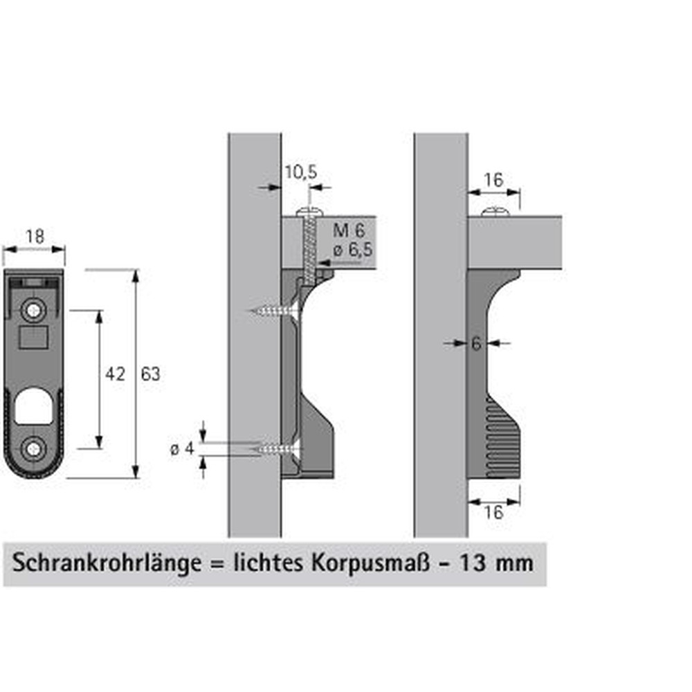 HETTICH Schrankrohr-Lager, SL 786, 70668, für Kleiderstange 30x15mm, vernickelt Produktbild img3 L