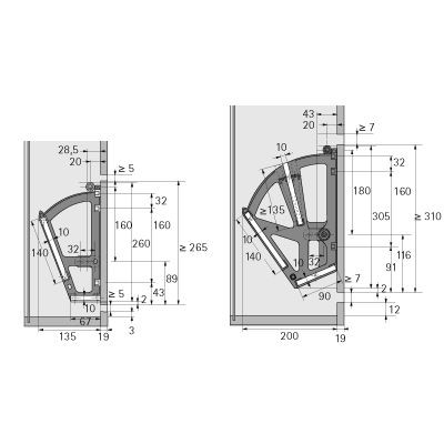 Produktbild von HETTICH - Schuhschrank-Beschl., 42474, mit Frontanbindung,Anzahl Fächer 2, Kuns