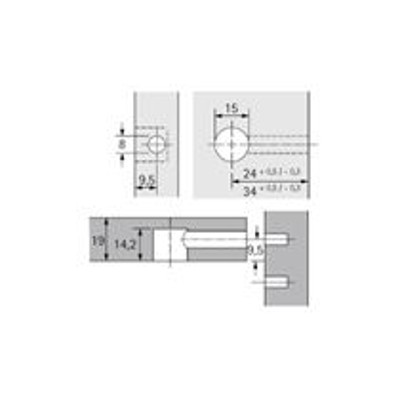 Produktbild von HETTICH - MB-Exzenter-Verbindungsbeschlag, Bohr Ø 15x13,7mm, Rastex 15, 71950