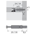 Produktbild von HETTICH - MB-Einschraubdübel, Bohr Ø 5mm, Spannmaß 30mm, Twister DU 320, 48038,