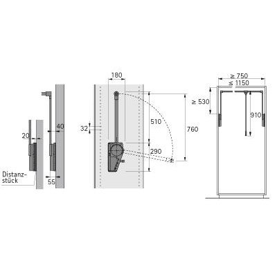 Produktbild von HETTICH - Kleiderlift-Distanzstück, Duo Lift 18, 9079885,Breite 20mm, aluminium