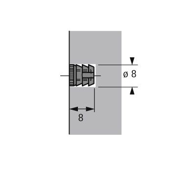 Produktbild von HETTICH - MB-Kunststoffmuffe, M4,L8mm, Nr.30, 79529, Kunststoff, weiß