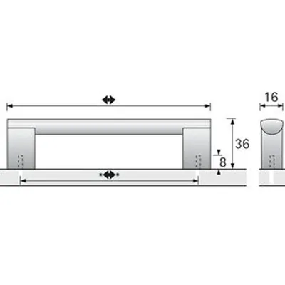 Produktbild von HETTICH - MB-Stangengriff, Clivia, 115206,B16x224mm,H36mm, silber, eloxiert