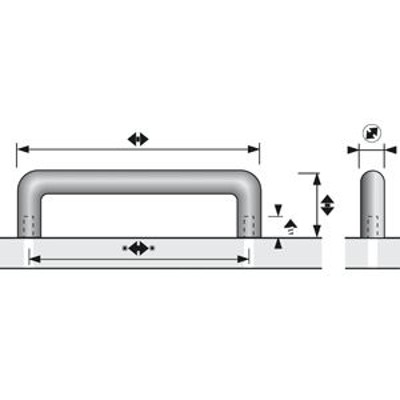 Produktbild von HETTICH - MB-Bügelgriff, Asopus, 9070096,Ø8x64mm,H32mm, edelstahl, gebürstet