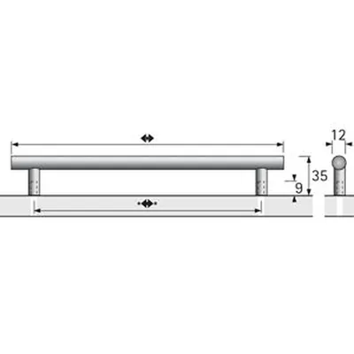 Produktbild von HETTICH - MB-Stangengriff, Hale, 9070809,Ø12x128mm,H35mm, glanz verchromt