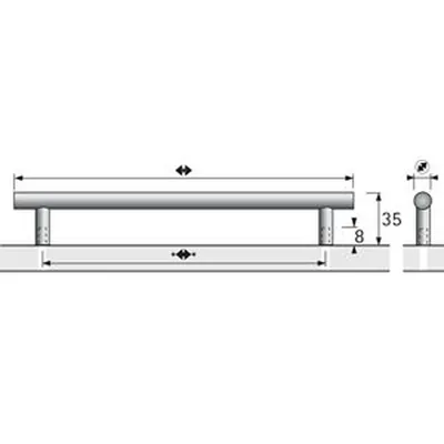 Produktbild von HETTICH - MB-Stangengriff, Salvia, 9070991,Ø10x288mm,H35mm, edelstahl, gebürste
