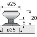 Produktbild von HETTICH - MB-Knopf, Sala, 9071109,Ø 25mm,H 20mm, Messing, messing poliert