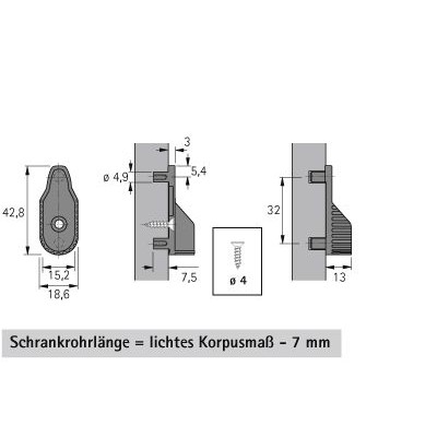 Produktbild von HETTICH - Schrankrohr-Lager, SL 323, 70666, für Kleiderstange 30x15mm, vernicke