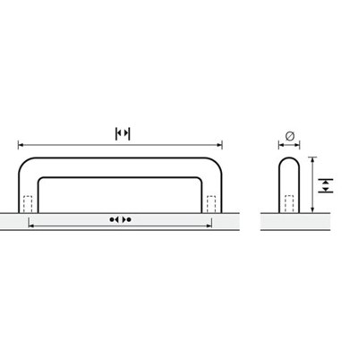 Produktbild von HETTICH - MB-Bügelgriff, Asopus, 9070096,Ø8x64mm,H32mm, edelstahl, gebürstet