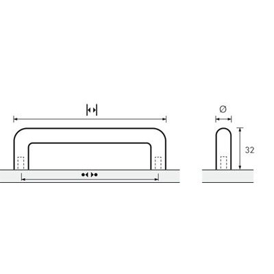 Produktbild von HETTICH - MB-Bügelgriff, Avenio, 9070522,Ø10x96mm,H32mm, matt vernickelt