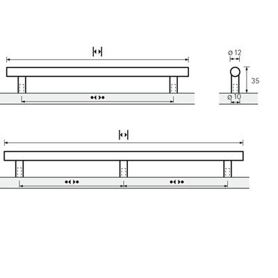 Produktbild von HETTICH - MB-Stangengriff, Hale, 9070736,Ø12x434mm,H35mm, edelstahloptik, gebür