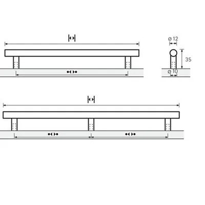 Produktbild von HETTICH - MB-Stangengriff, Hale, 9070809,Ø12x128mm,H35mm, glanz verchromt