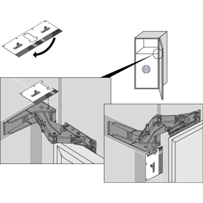 Produktbild von HETTICH - Möbel-Spezialscharnier, 115°, Kamat, 9239784, Stahl vernickelt