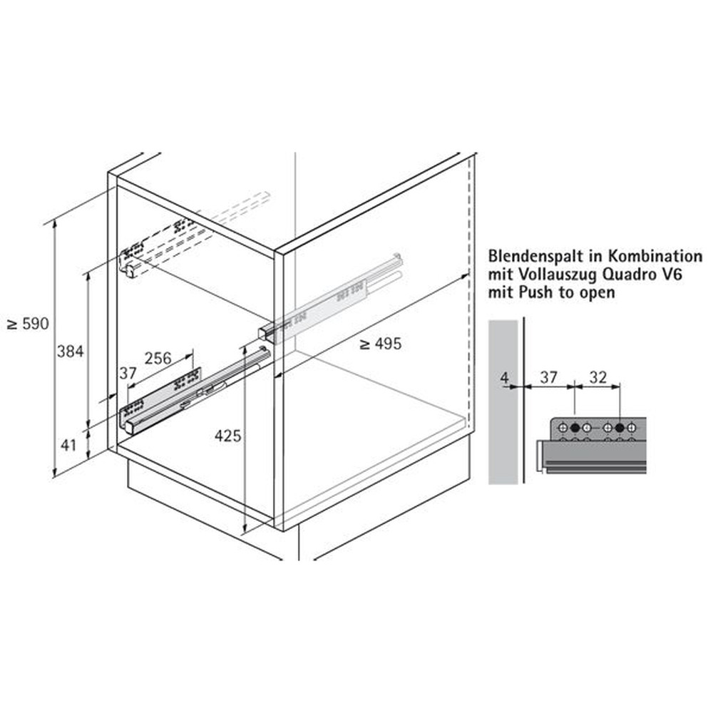 HETTICH Möbel-Frontauszugset, Cargo IQ plus 300, 9065860, Korpusb. 300mm, silber Produktbild img3 L