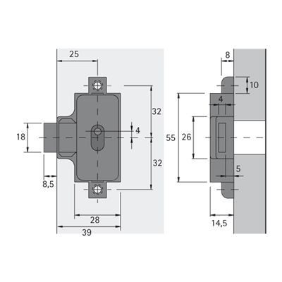 Produktbild von HETTICH - Möbel-Drehstangenschloss-Set,77883,D25,Metall,vernickelt