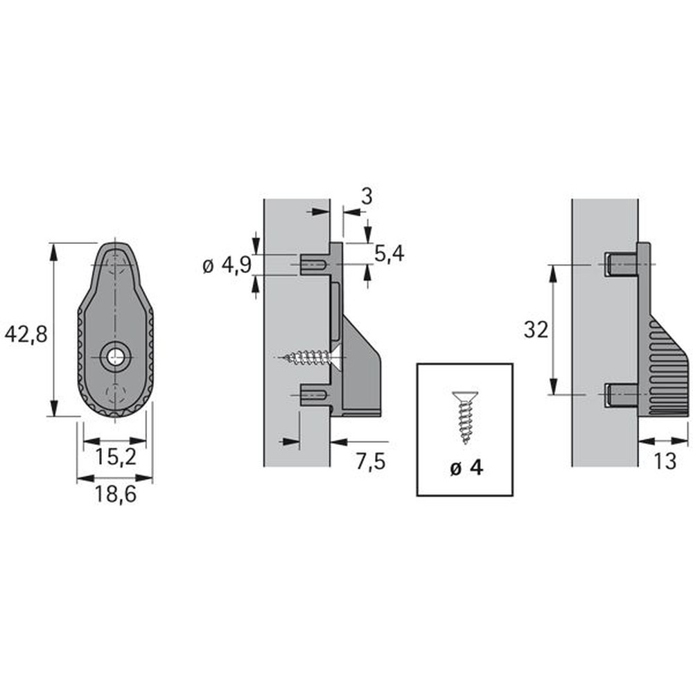 HETTICH Schrankrohr-Lager, SL 323, 70666, für Kleiderstange 30x15mm, vernickelt Produktbild img3 L