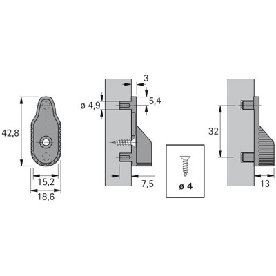 Produktbild von HETTICH - Schrankrohr-Lager, SL 323, 70666, für Kleiderstange 30x15mm, vernicke