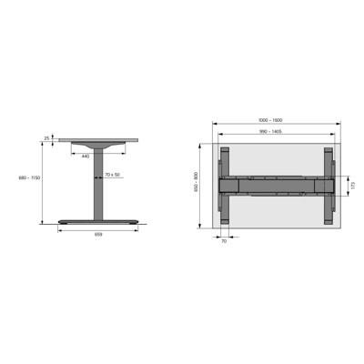 Produktbild von HETTICH - Elektro-Tischgestell, 1000x1600mm, Change Top Eco, 9277886, schwarz