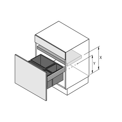 Produktbild von HETTICH - Abfallsystem-Eimer, 40l, AvanTech You Pull 9279394, Kunststoff anthra