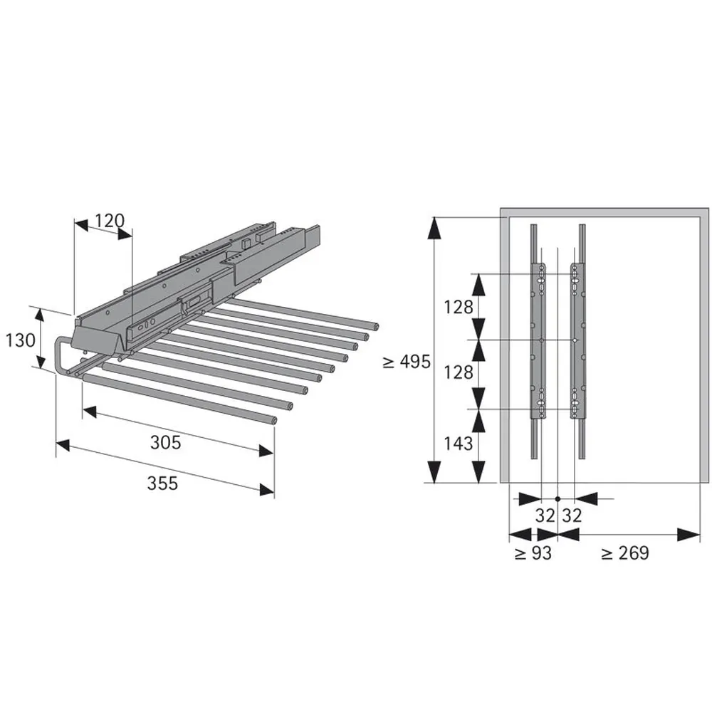 HETTICH Schrank-Hosenhalter,ausziehbar,9162284,Anz.Hosenhalt.9,Stahl silber Produktbild img3 L
