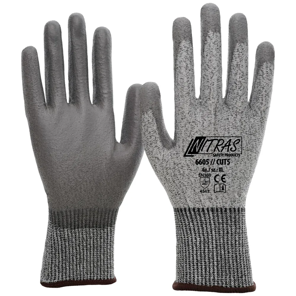 NITRAS Schnittschutzhandschuh CUT5 6605, Kat. II, grau/grau, Größe XL Produktbild img1 L
