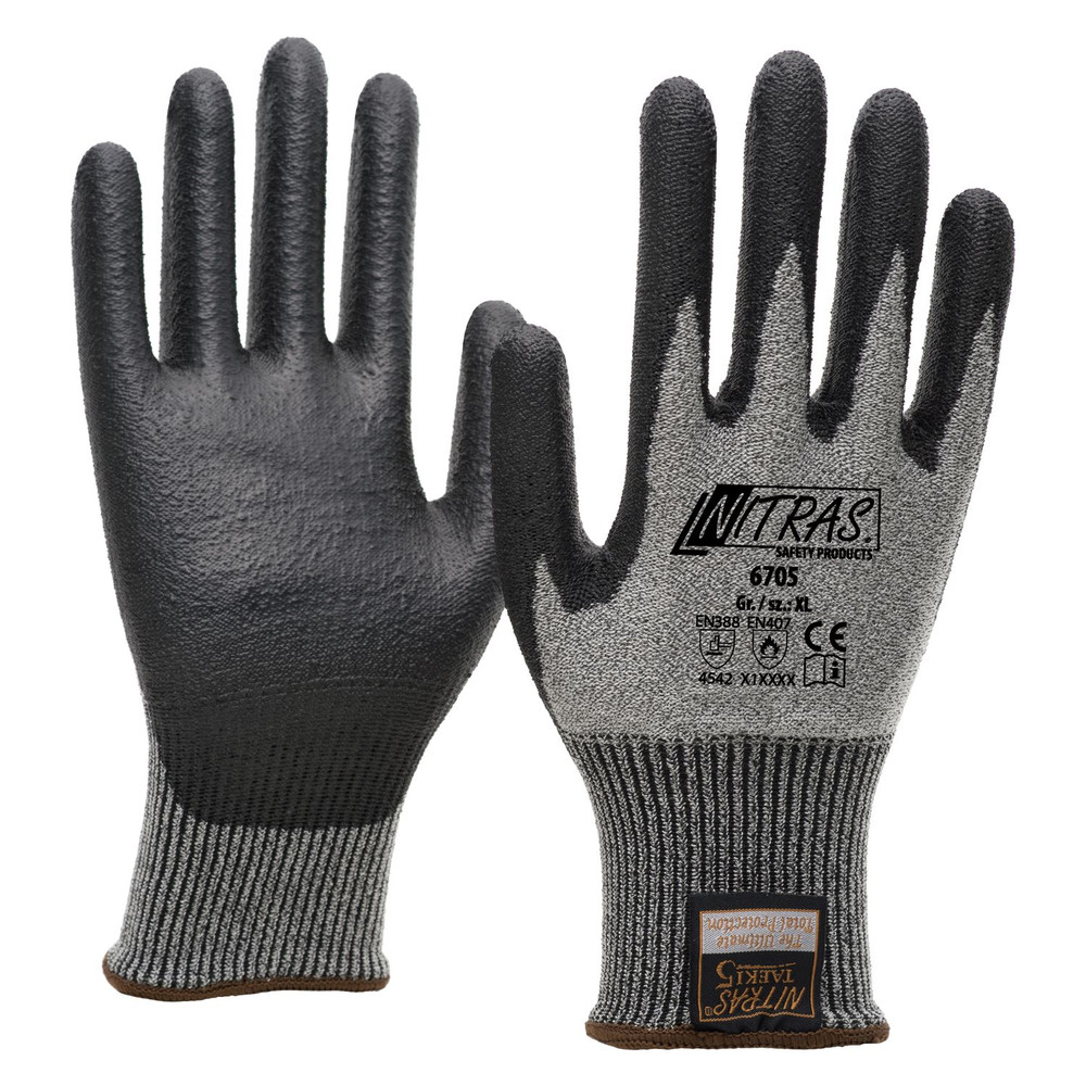 NITRAS Schnittschutzhandschuh 6705, Kat. II, grau/schwarz, Größe L Produktbild img1 L