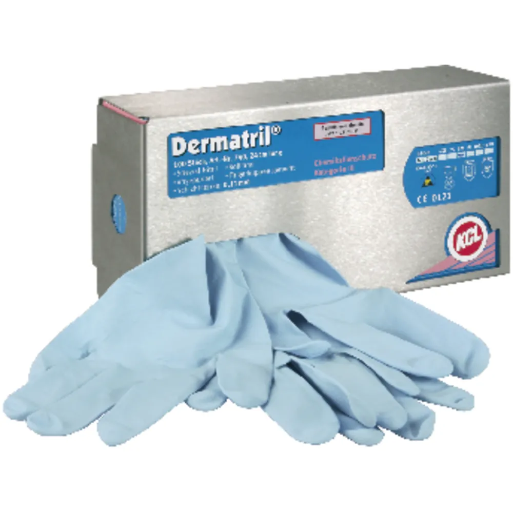 KCL Chemikalienschutzhandschuh Dermatril® 740, Kat. III, blau, Größe 10, 100 Stück Produktbild img6 L