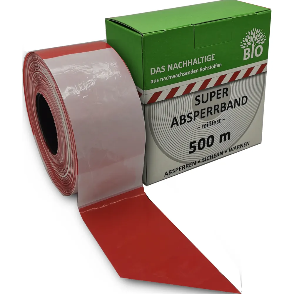Kelmaplast Absperrband 500 m-Rolle rot/weiß geblockt Das Nachhaltige aus nachwachsenden Rohstoffen Produktbild img1 L