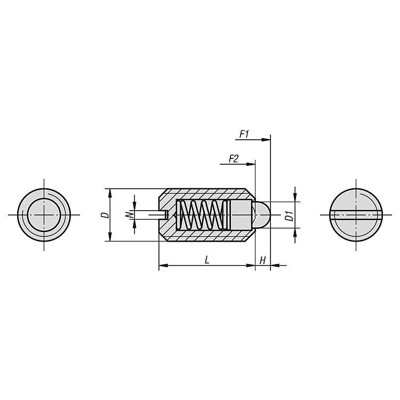 Produktbild von KIPP - Druckstück, M12x22mm, Druckstift, Schlitz, ST, brü., ST, gehärt.