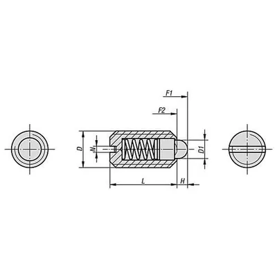 Produktbild von KIPP - FEDERNDES DRUCKSTÜCK STANDARD FEDERKRAFT M06 L=14, EDELSTAHL, KOMP:BOLZE