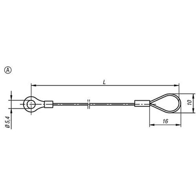 Produktbild von KIPP - HALTESEIL FORM:A MIT ÖSE U. QUETSCHKABELS. L=200, EDELSTAHL, KOMP:ALUMIN