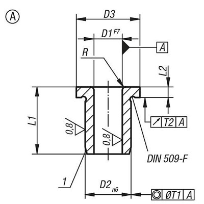 Produktbild von KIPP - BOHRBUCHSE MIT BUND DIN172, FORM:A EINSATZSTAHL 5,4X10X20