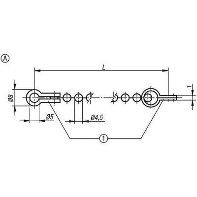 Produktbild von KIPP - KUGELKETTE EINFACH L=1000, FORM:A EDELSTAHL